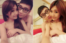 【情侶自拍】眼鏡哥的小女友來那個了只能爆後門了