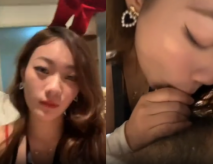 江蘇女友含著跳跳糖吃雞巴，兔女郎騷樣表現的一覽無餘！