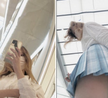 商場一路跟蹤抄底JK裙美女竟然是無內好肥美的鮑魚真想嘗一下